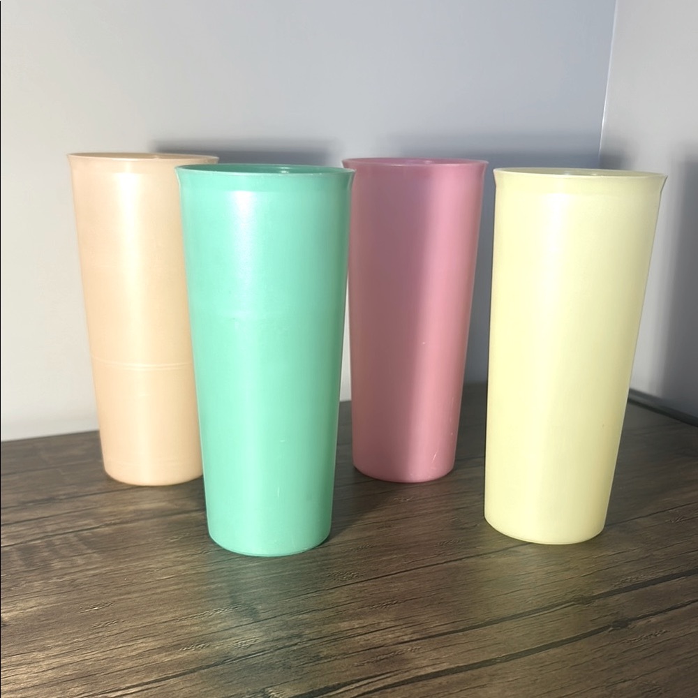 Vintage Tupperware Pastel Colored Glasses, Set of 4